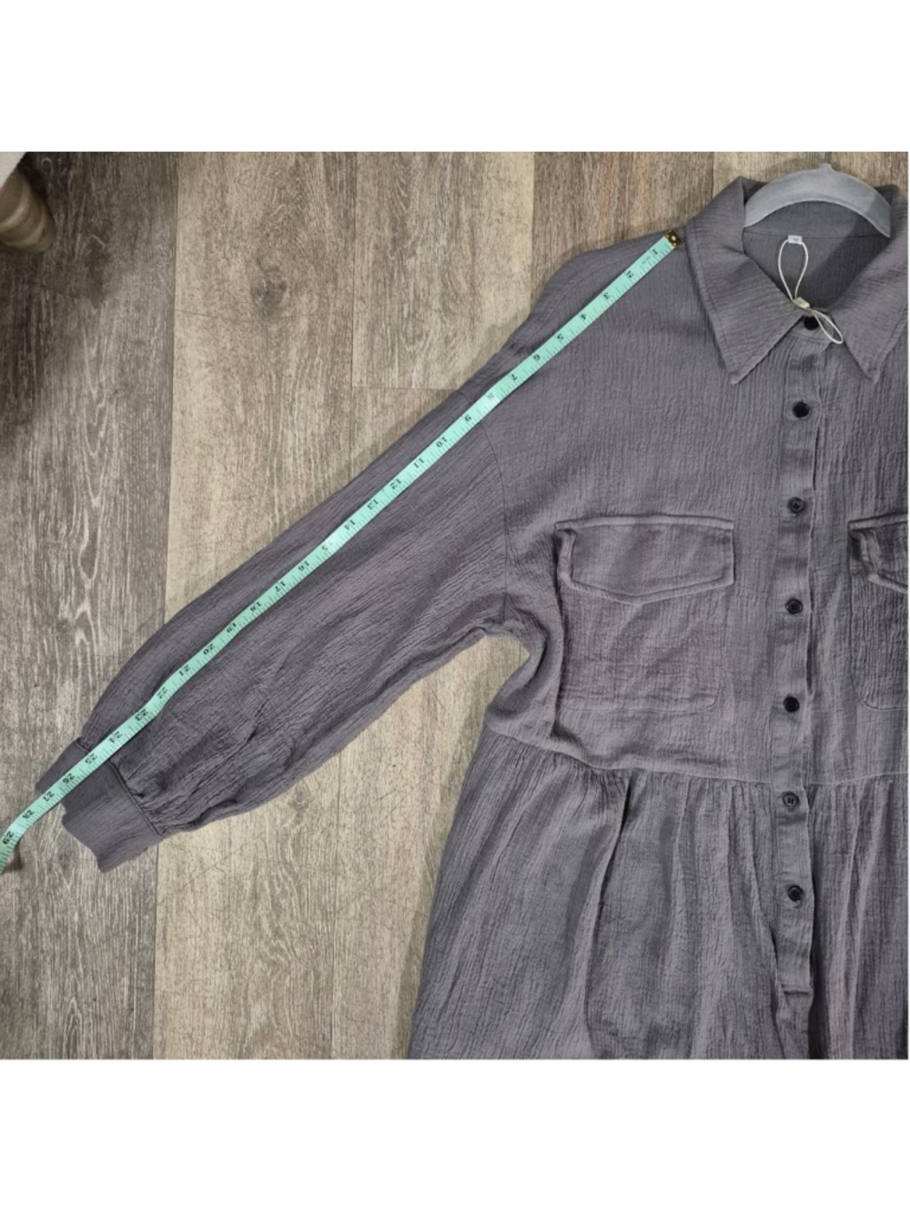 Women's MODESEES Gray Long Sleeve Tiered Midi Dress M - Picture 10 of 11